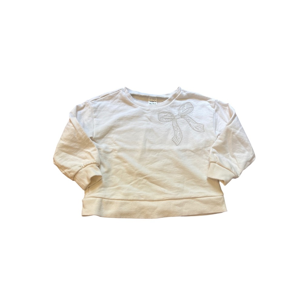 Carter's‎ Sweatshirt Toddler White Embroidered Bow French Terry SIZE 2T